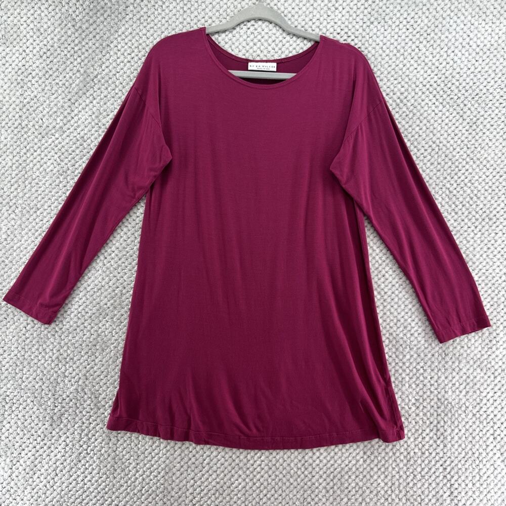 bryn Walker Top Womens XS Raspberry Jersey Stretch Tunic Crew Neck Relax